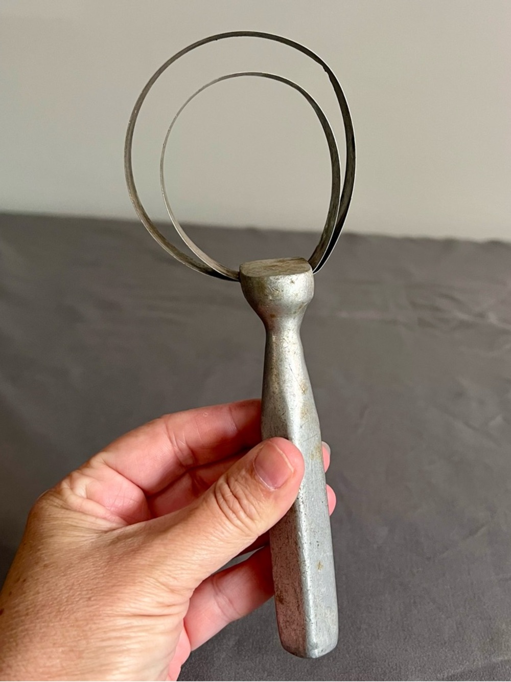 Vintage Rustic Bone Dust Scraper Aluminum & Stainless Steel Round 8” Farmhouse
